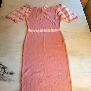 Off Shoulder Mesh Sweater Dress